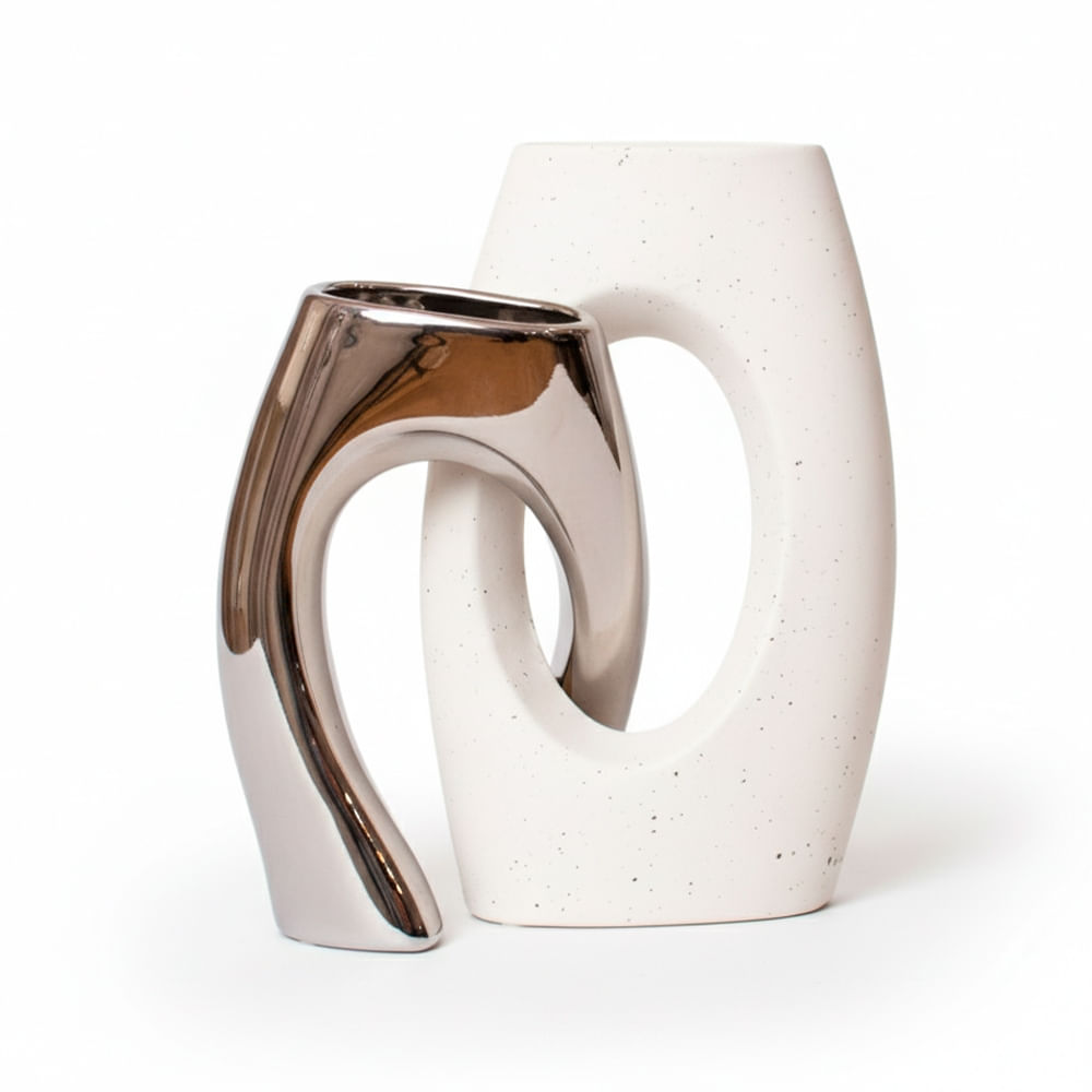 Florero Panadecor Abstracto Bicolor 21CM Porcelana