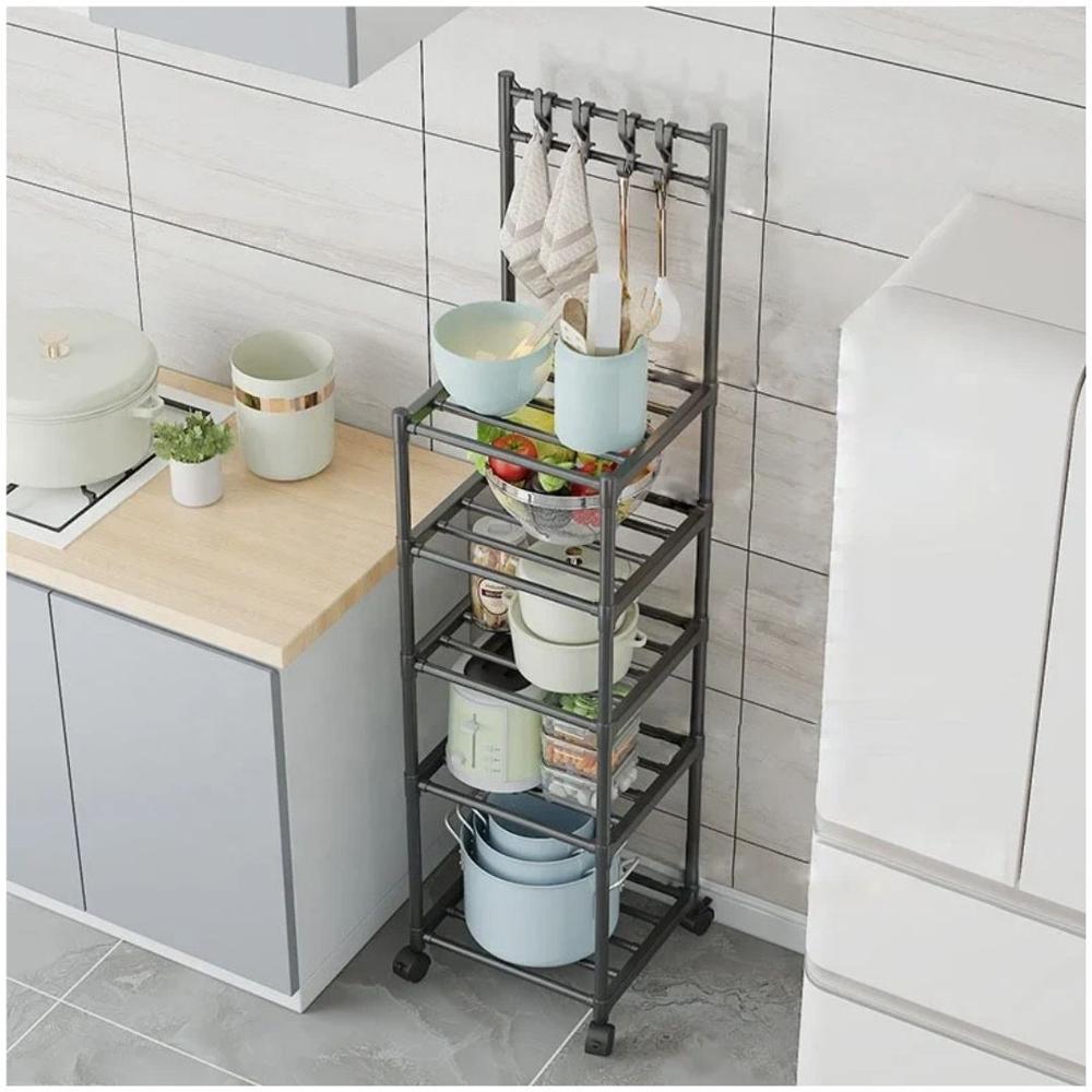 Estante Organizador de Cocina Multiusos con Ruedas 5 Niveles 152x42x34cm