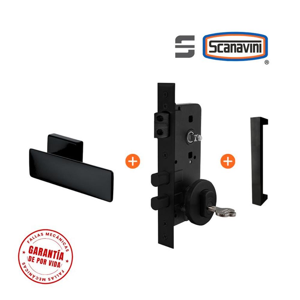 Cerradura de embutir principal SQ negro manilla DERECHA y ti
