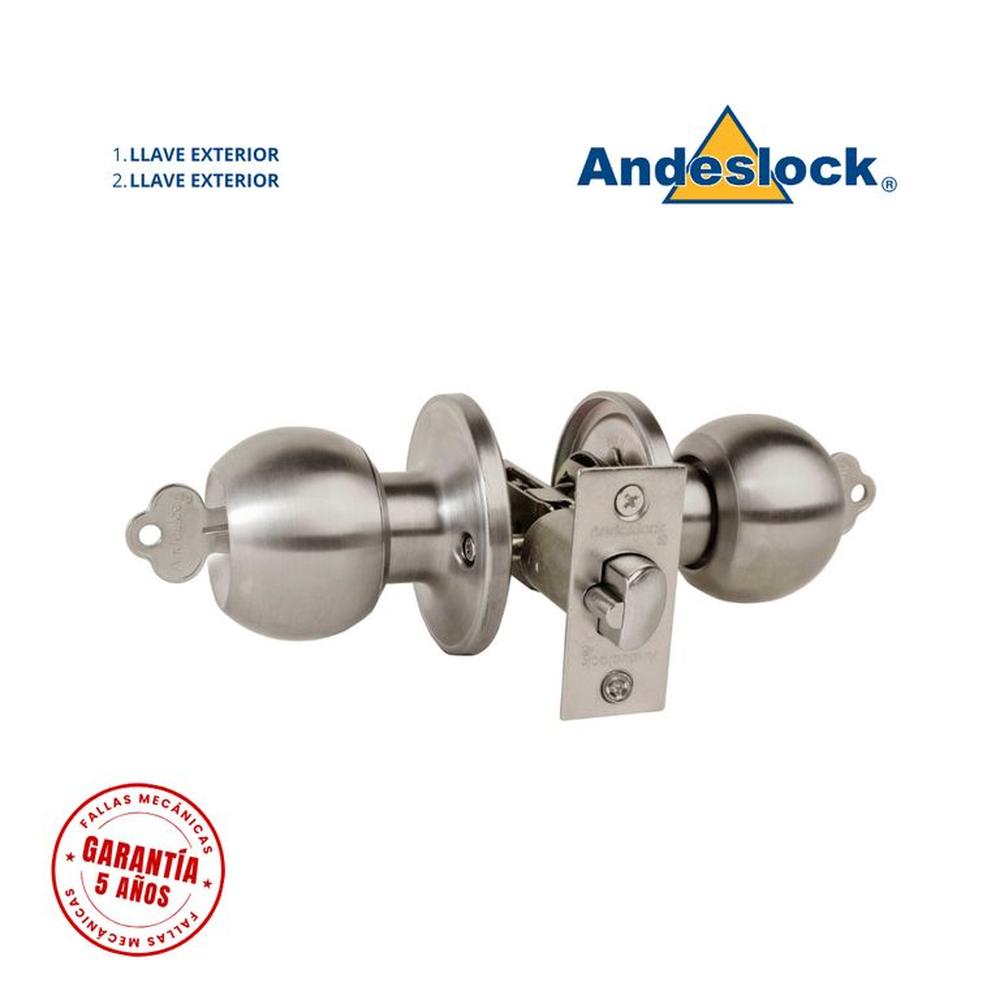 Cerradura de pomo acero inox ingreso son llave - llave Acero