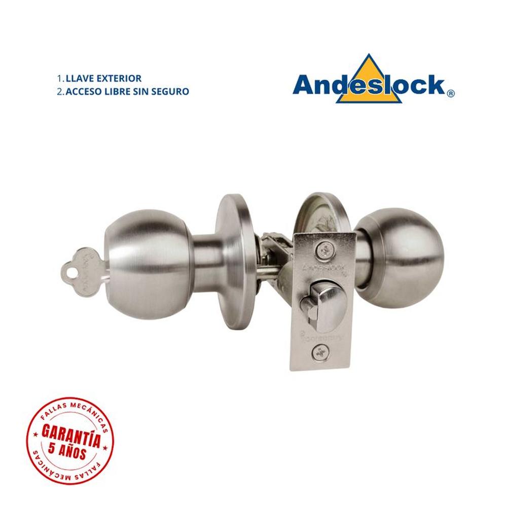 Cerradura de pomo Acero inox ingreso con llave - paso libre Acero