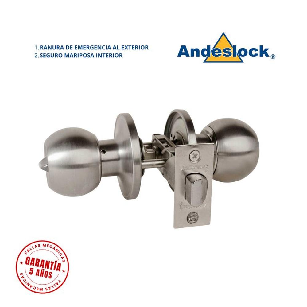 Cerradura de pomo acero inox Seguro interior-Ranura de emergencia exterior Acero