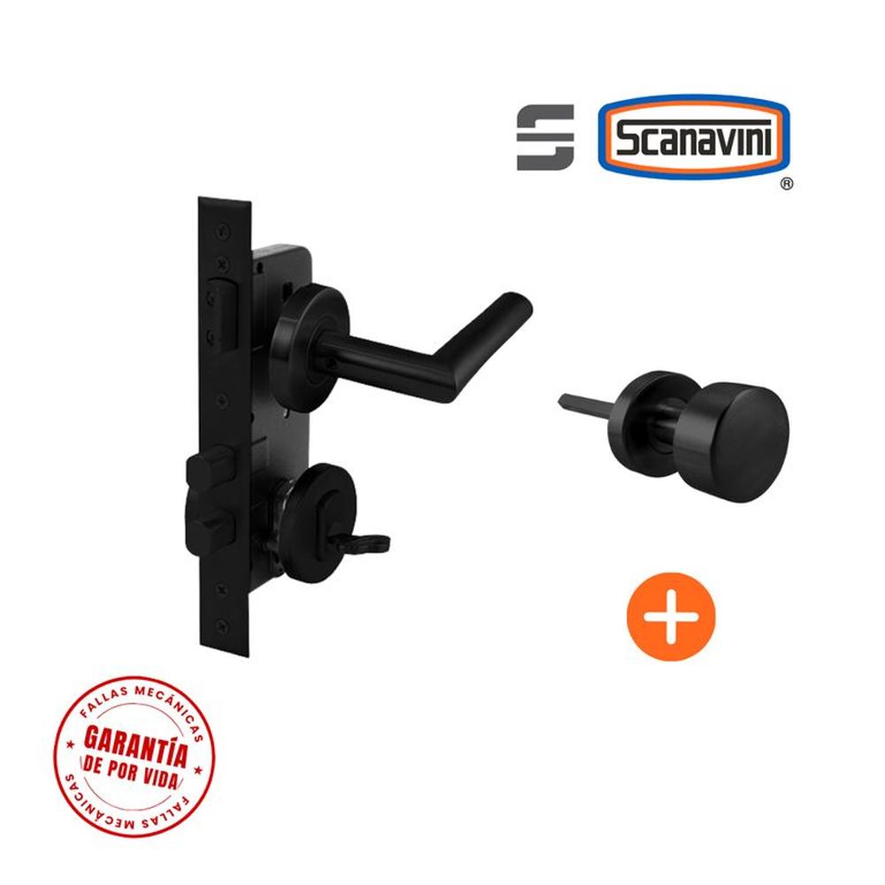 Cerradura de embutir principal 960RR negro manilla IZQUIERDA