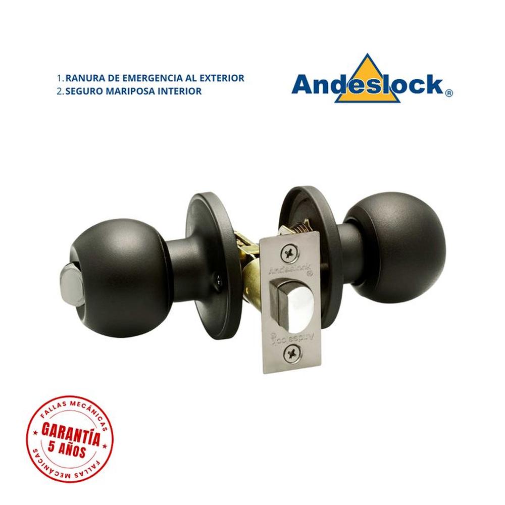 Cerradura de pomo negro Seguro interior-Ranura de emergencia exterior