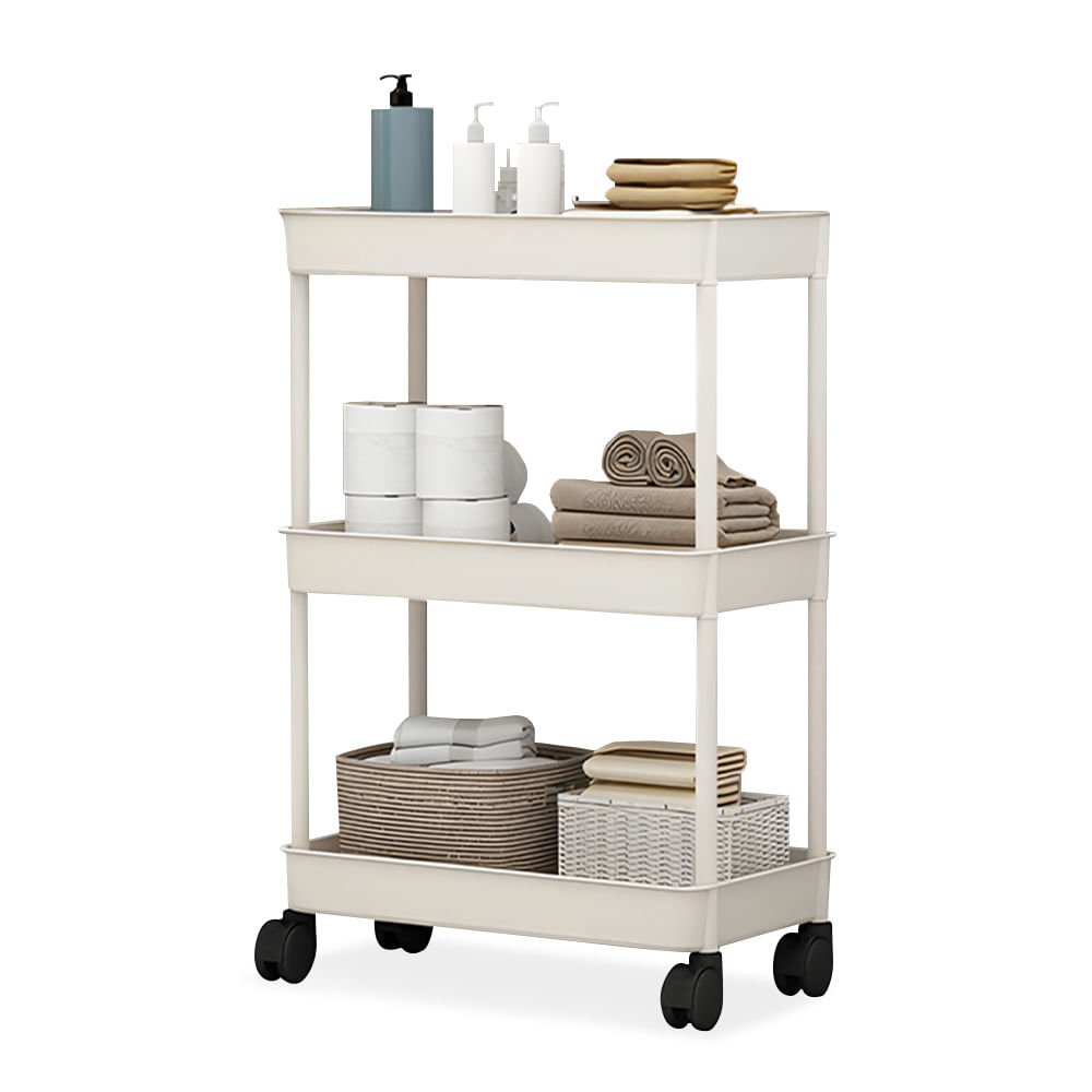 Carrito Organizador Estante 3 Niveles con Ruedas para Baño B23