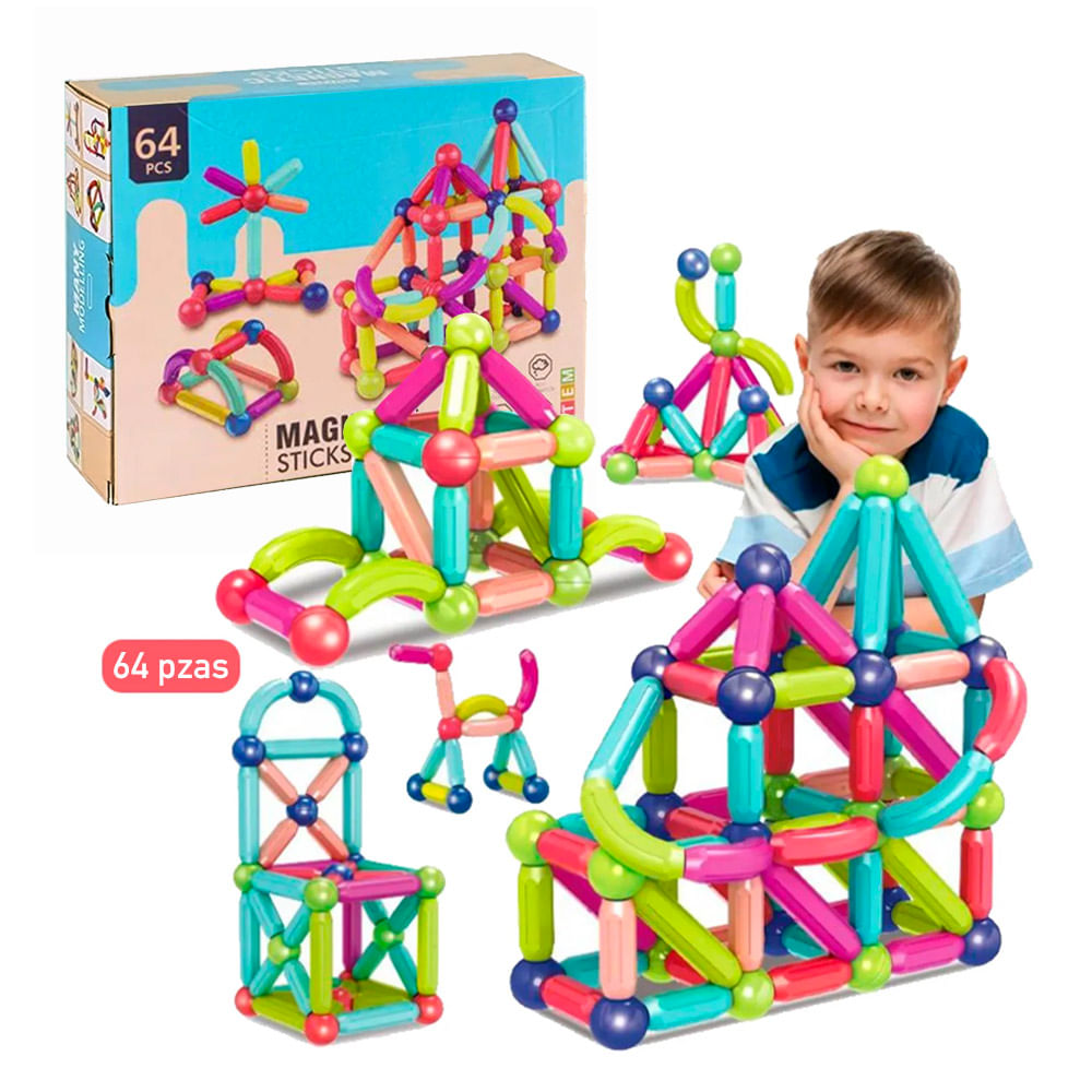 Juego de Bloques Magneticos Sticks 64 pzas