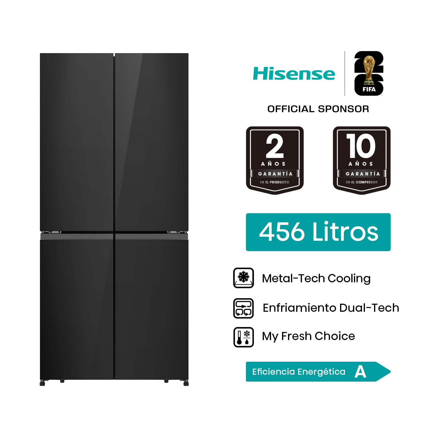 Refrigeradora Hisense French Door 456L RQ5P470NE1A Gris