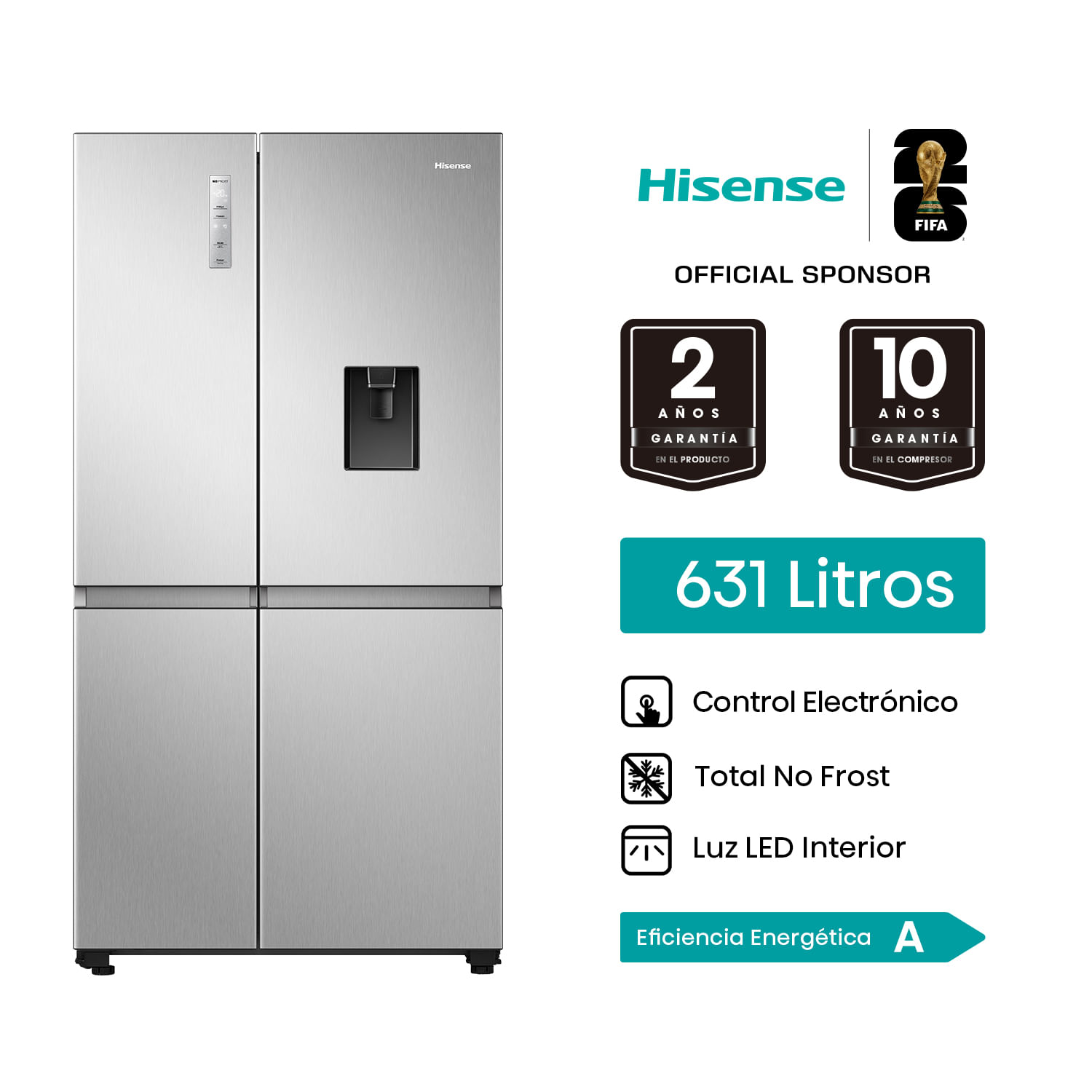 Refrigeradora Hisense Side By Side 631L RS5P668NMCA Silver