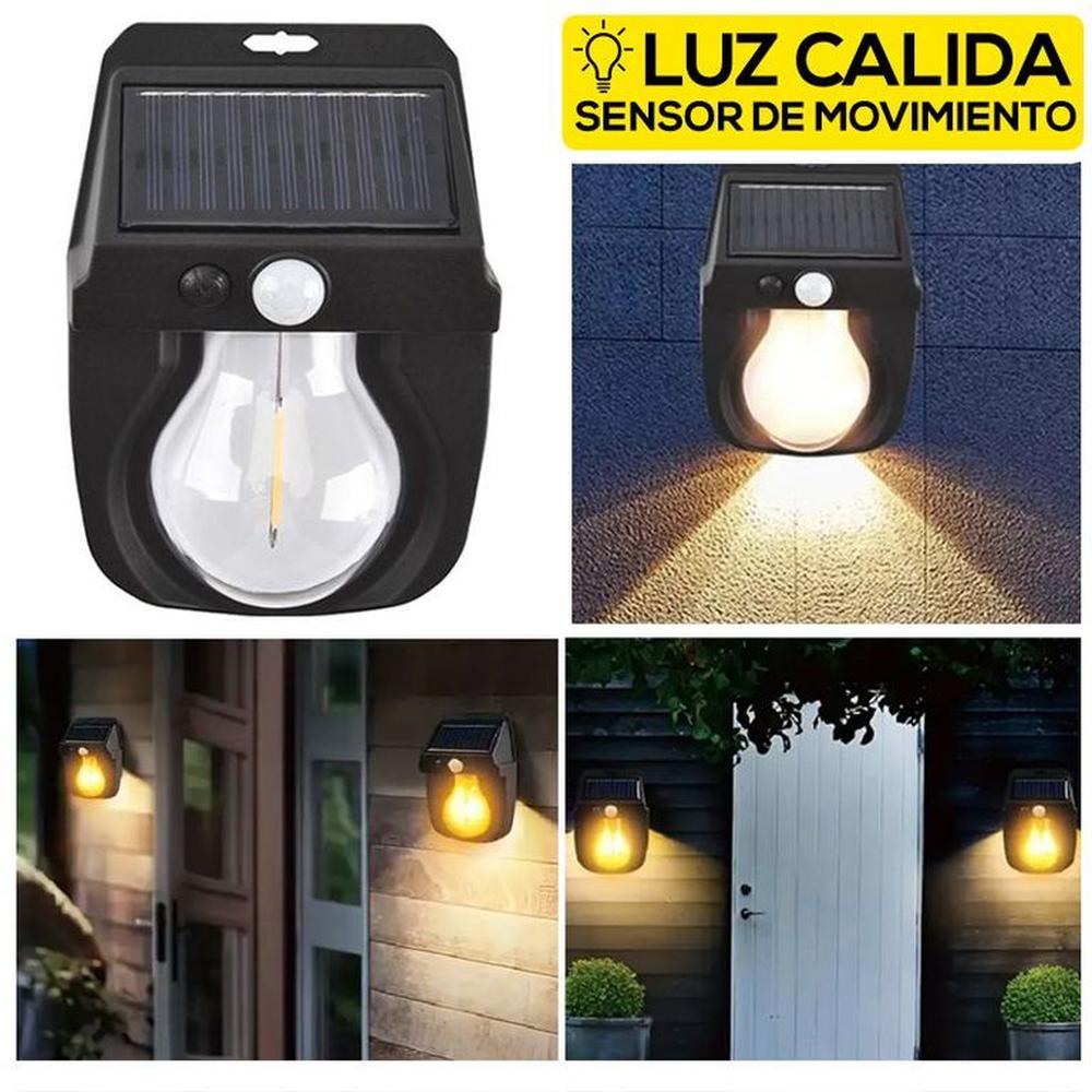 Lámpara Foco Luz Led Solar con Sensor de Movimiento Recargable