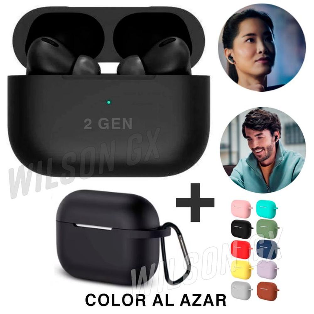 Case estuche de silicona + Audifono Bluetooth Negro Pro 2da Gen iph