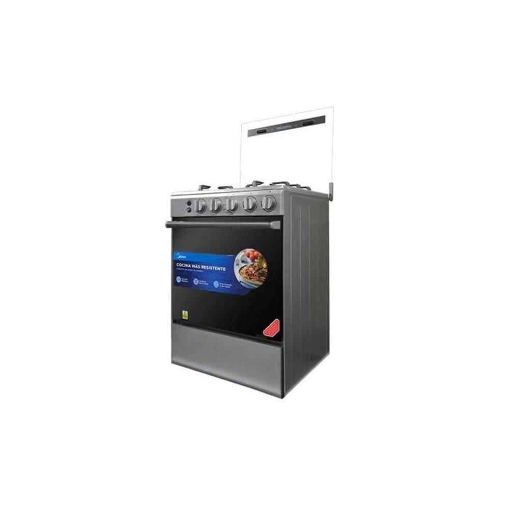 Cocina a Gas 24"" Midea 4 Quemadores Negra MGS24FS2LFABBC