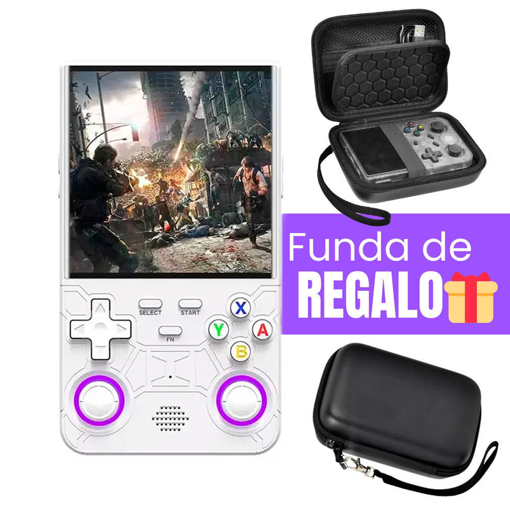 Consola de Videojuegos Portátil Retro R36 Ultra HD Blanco Funda Gratis