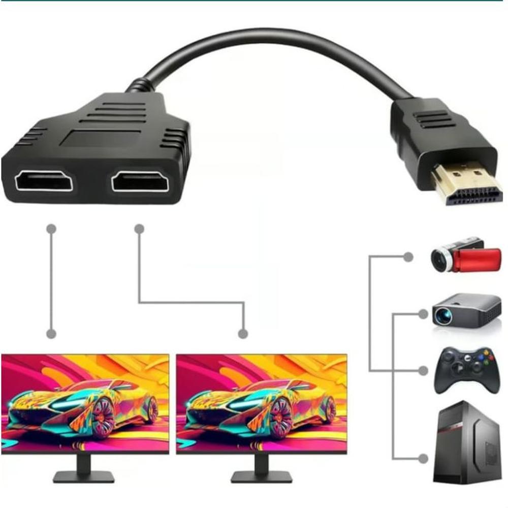 Cable Splitter Hdmi Miltiplicador x2 Conecte 1 Equipo 2 Tv