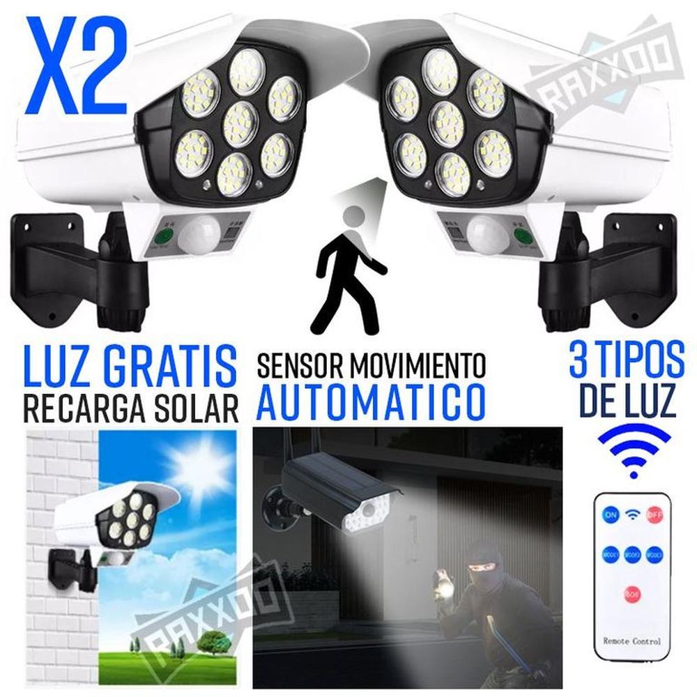 Combo lámpara solar foco  sensor de movimiento forma camara seguridad