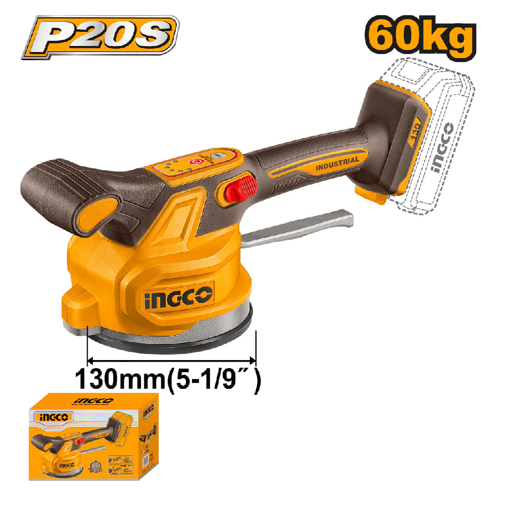 Ventosa Vibradora para Cerámica Mayólica INGCO 20V 130MM CTVLI2001