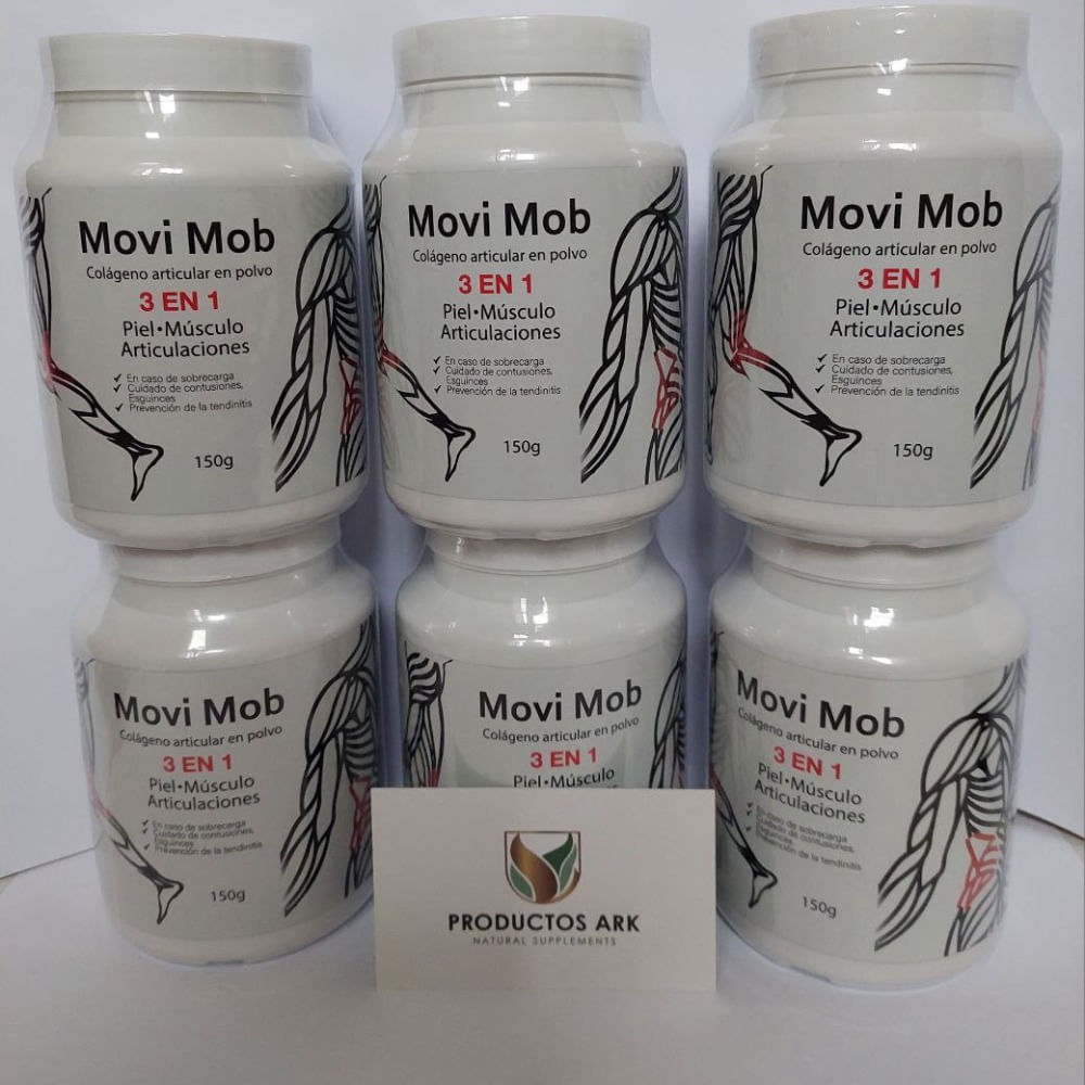 Colágeno Hidrolizado Movi Mob con Cartilago de Tiburon Magnesio curcuma y uña de gato y regalo x6