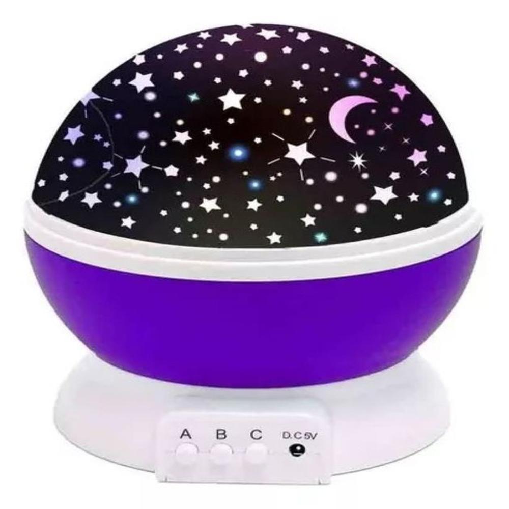 LÁMPARA PROYECTOR GIRATORIA DE ESTRELLAS Y LUNA - MORADO