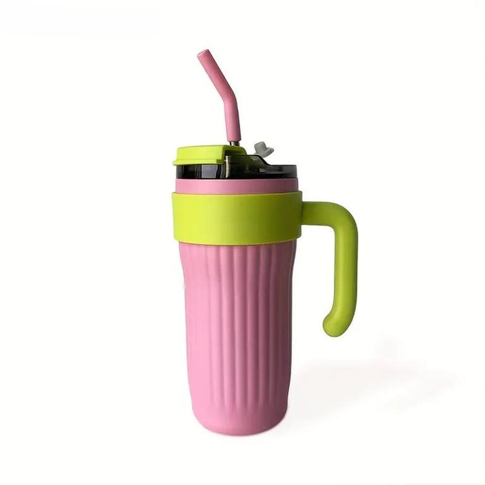TAZA DE ACERO INOXIDABLE PORTABLE 800ML - ROSA