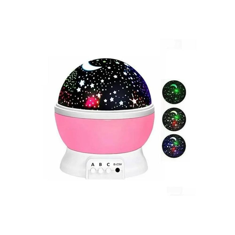 LÁMPARA PROYECTOR GIRATORIA DE ESTRELLAS Y LUNA - ROSA