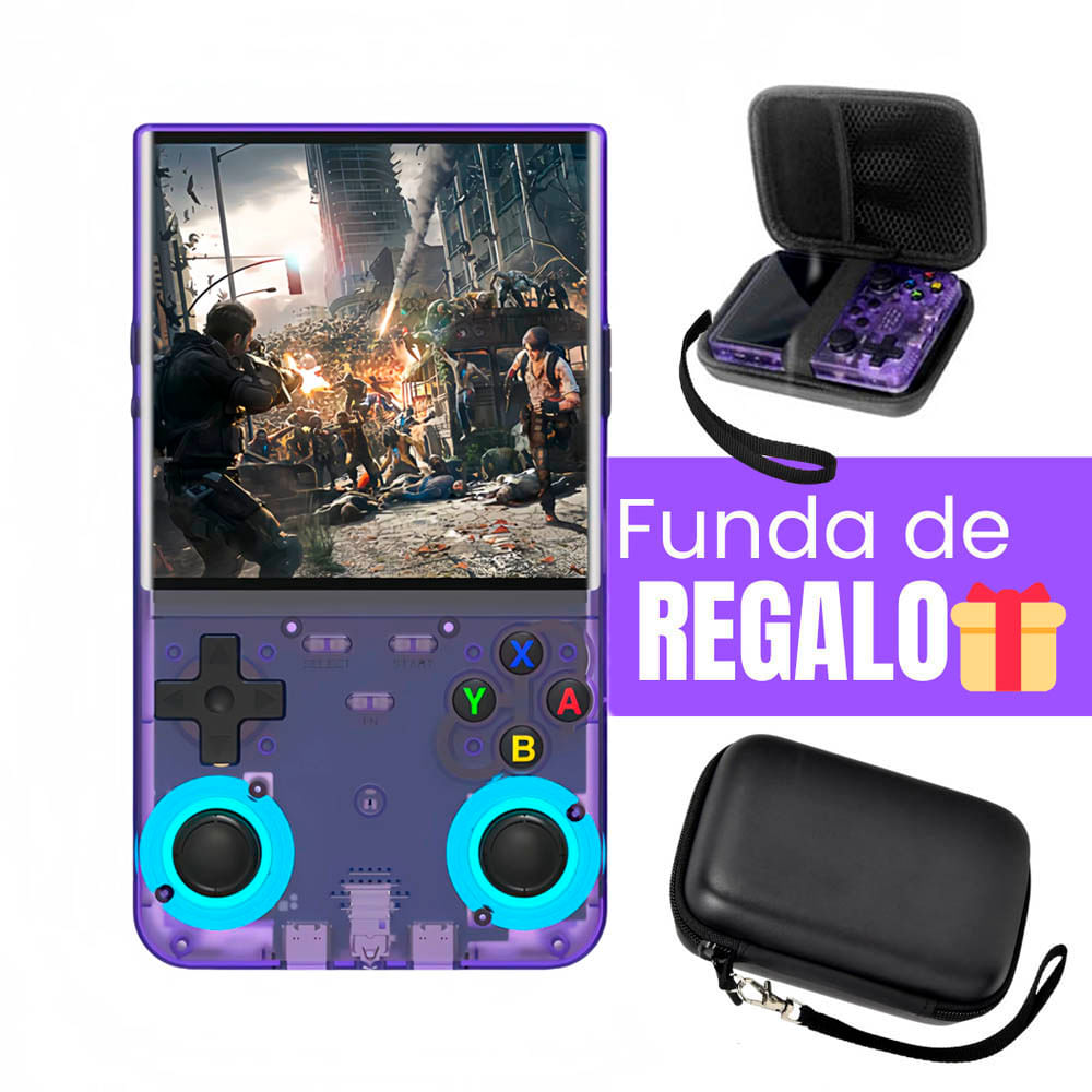 Consola de Videojuegos Portátil Retro R36 Ultra HD Morado Funda Gratis