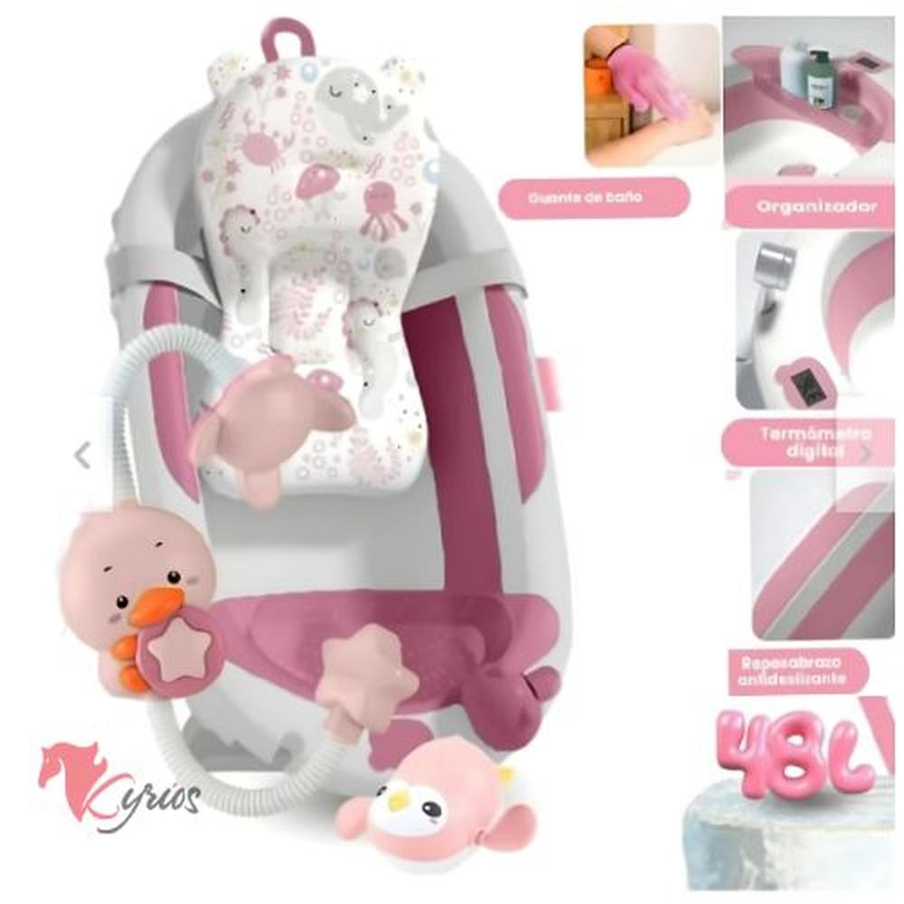 Bañera De Bebes De 48 L Con Regadera Color Rosado
