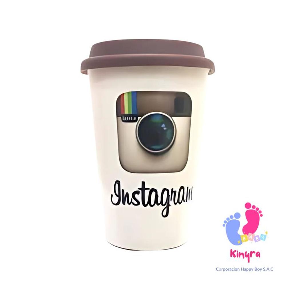 VASO CON LOGO DE INSTAGRAM CON TAPA DE GOMA