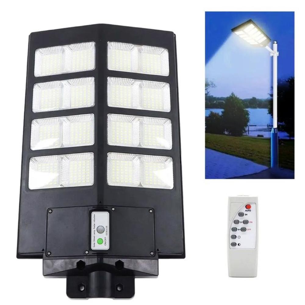 Foco Poste Luz Solar Exterior 400W 8 Placas + Control Remoto