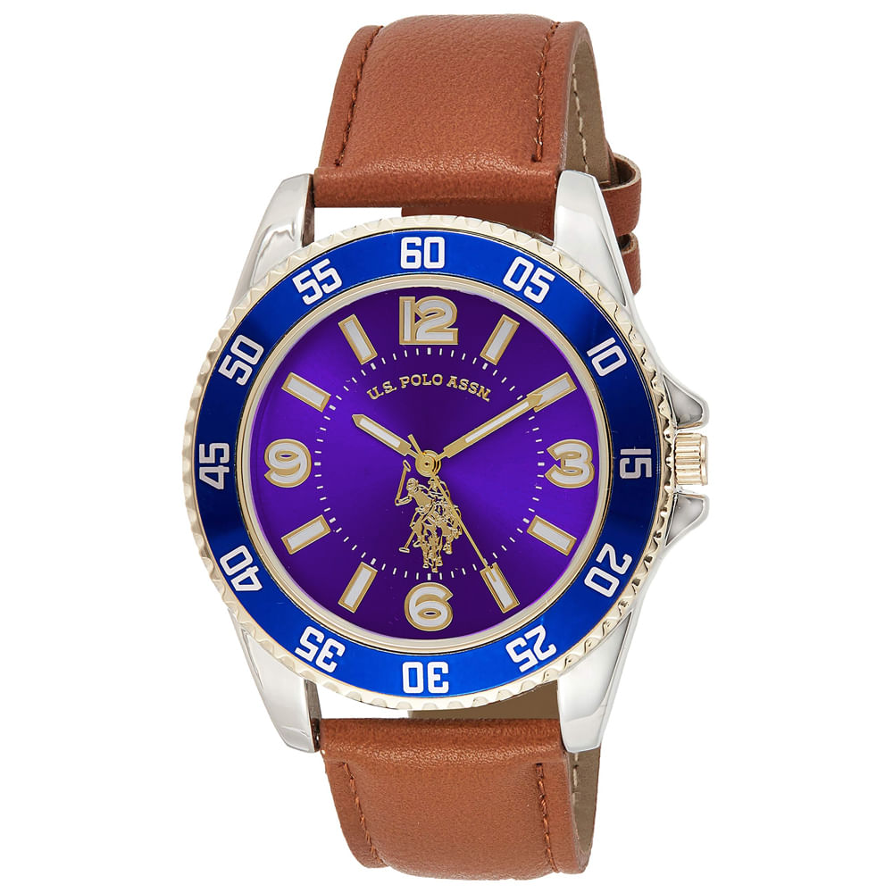 Reloj U.S. Polo Assn. USC50479 para Hombre Correa Marrón Dial Morado