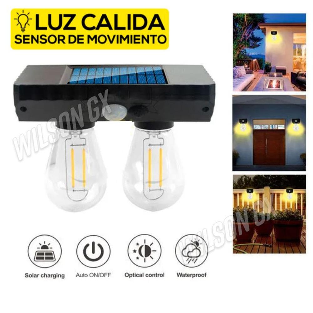 Luz Led Solar Doble Foco 2 en 1 Lampara Reflector