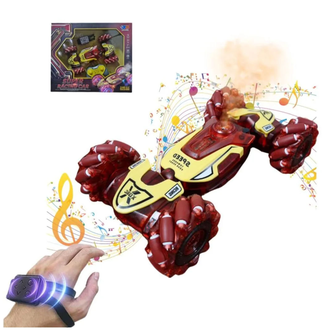 super carro avengers Iron man acrobático rojo a control remoto bota humo