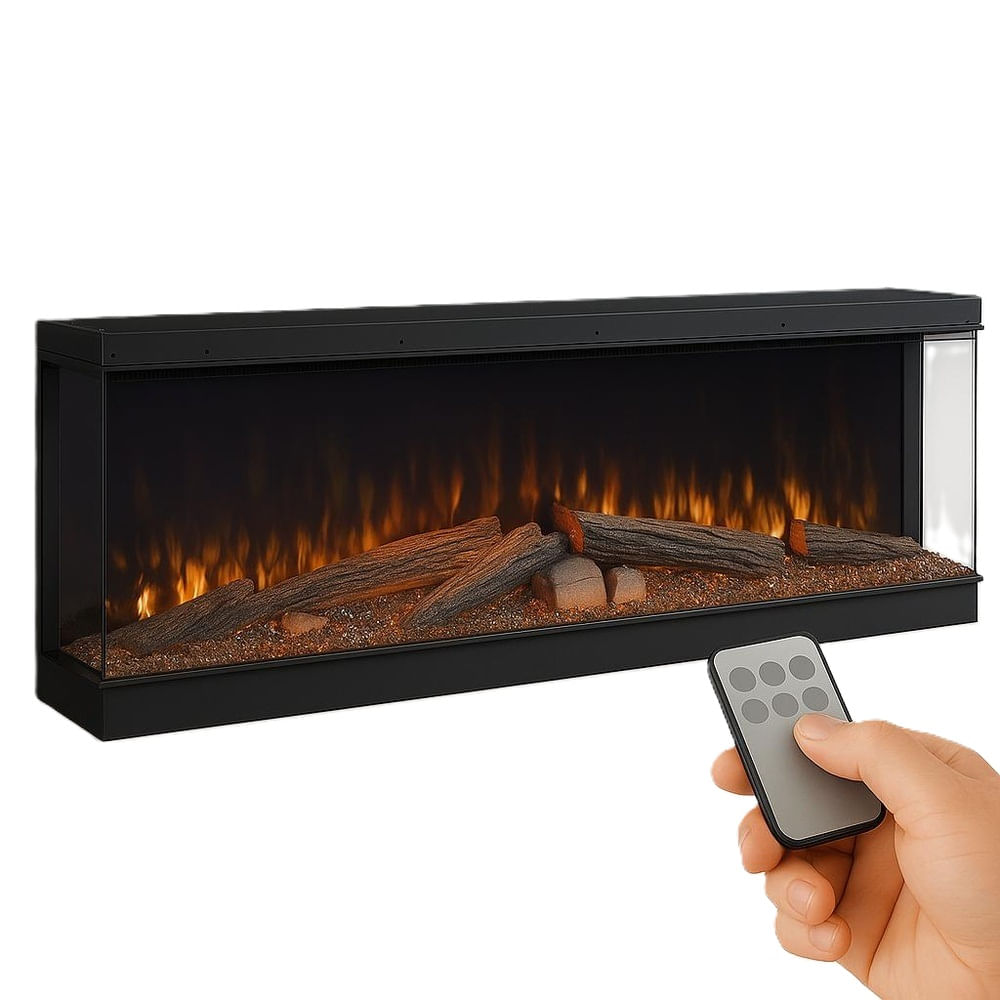 Chimenea Eléctrica Calefactor Smart 3D 1.5 Metros Negro