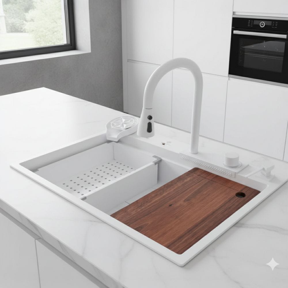 Lavadero de Cocina Multifuncional RINOX SmartChef Blanco Pulido