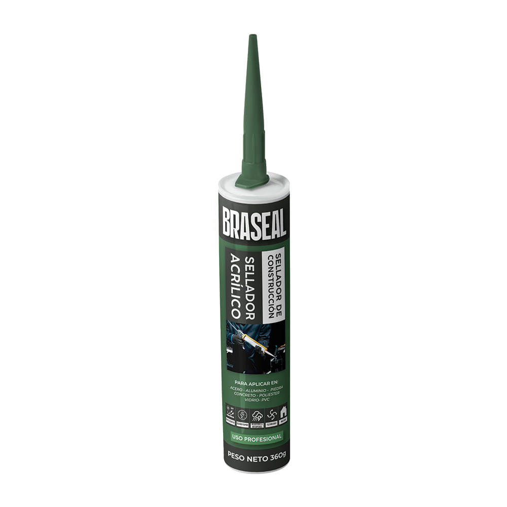 Sellante acrílico para juntas y fisuras BRASEAL X300ml - Interiores - Exteriores BRASEAL Sellador Acrilico 300