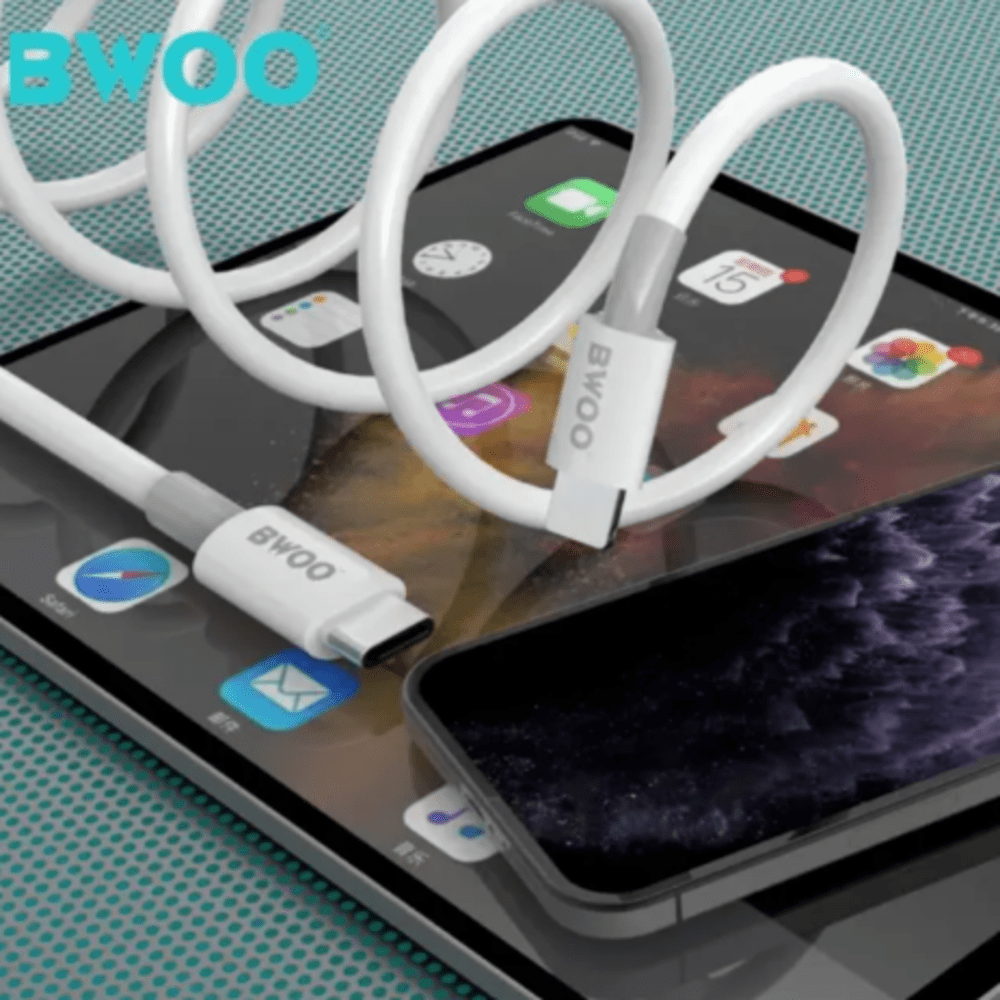 CABLE DE DATOS Y CARGA RAPIDA 100W USB-C A LIGHTNING 1MT 27W X193 BWOO