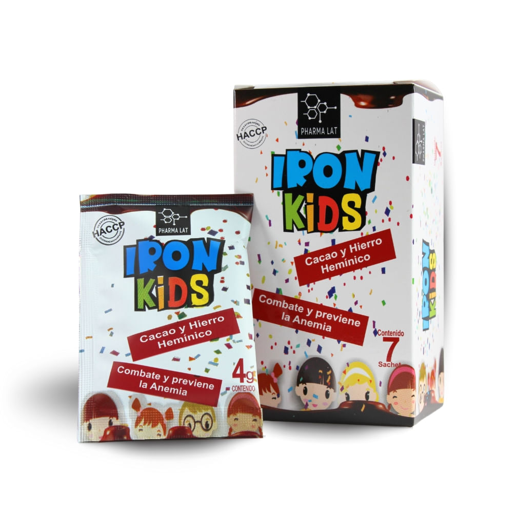 Iron Kids Pharma Lat caja x 7 sachets 4Gr Cacao con Hierro Heminico