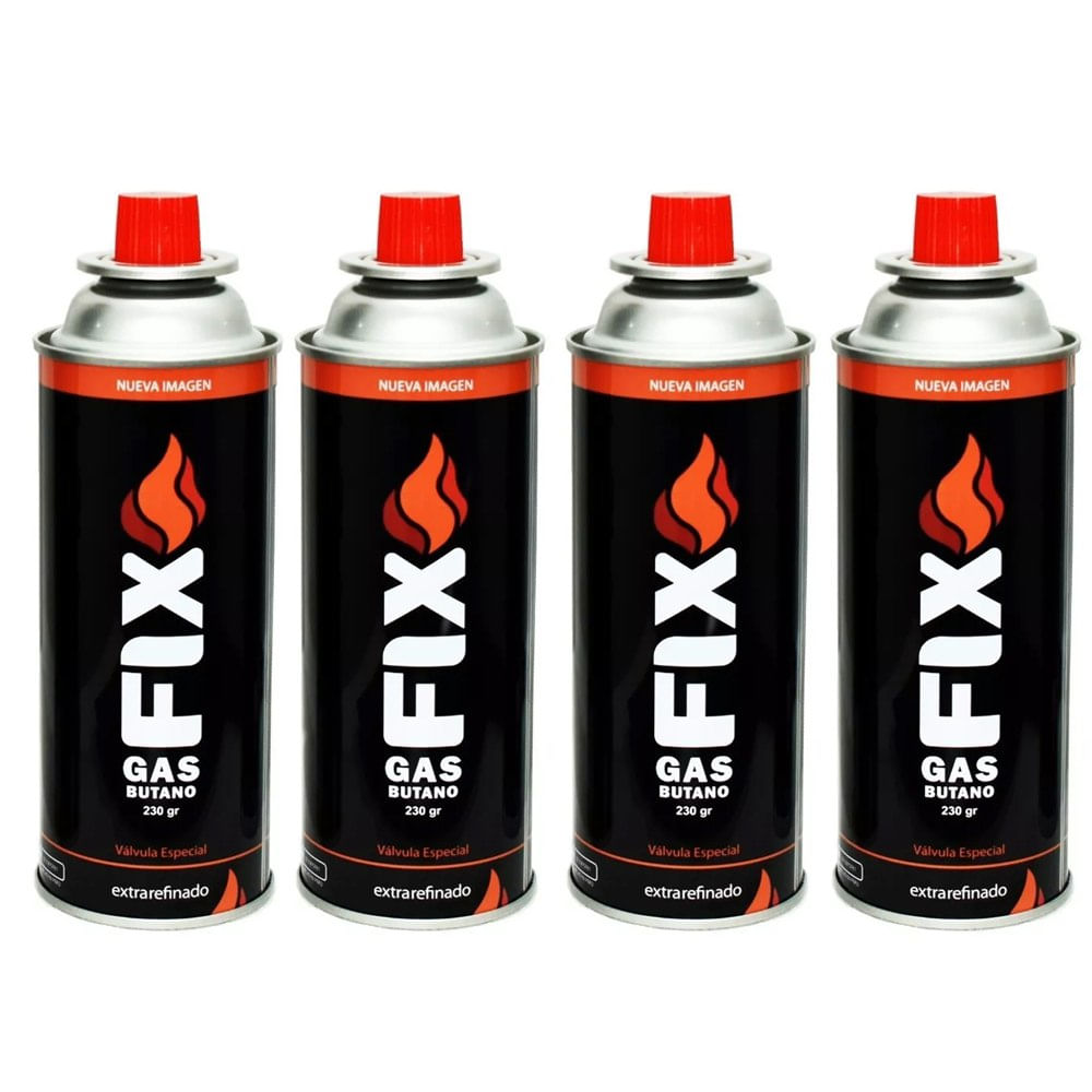 4 Gas Butano FIX Ultra Refinado Valvula Universal Cocinillas Flameador