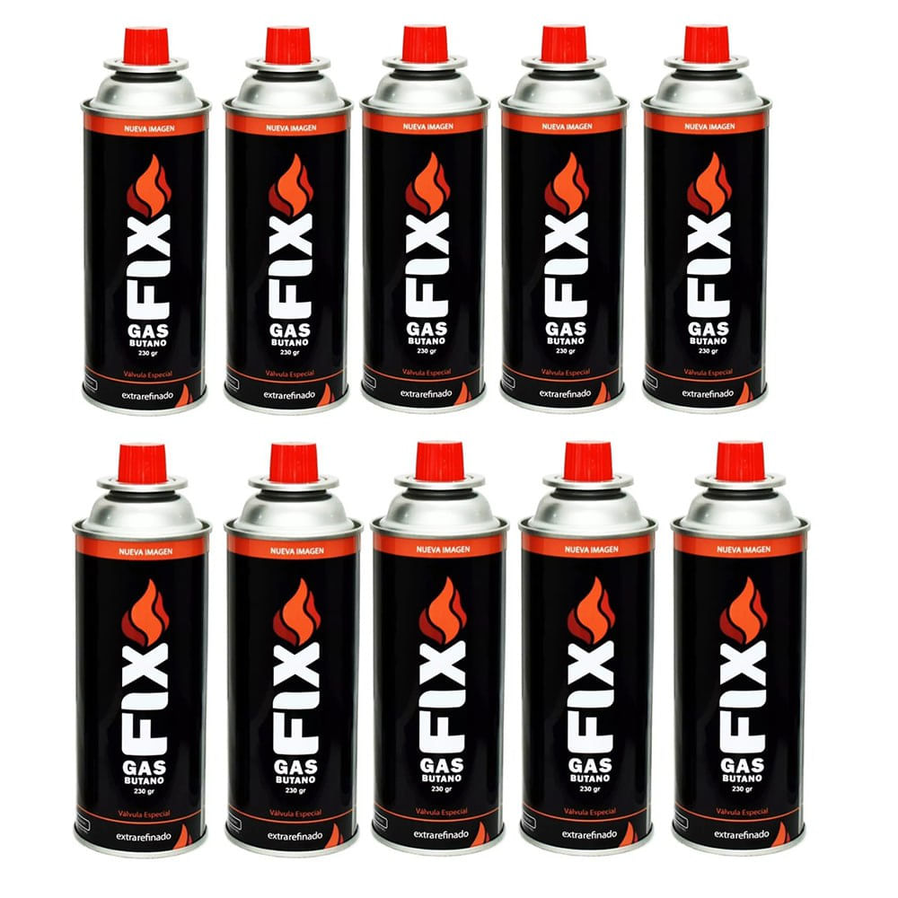 10 Gas Butano FIX Ultra Refinado Valvula Universal Cocinillas Flameador
