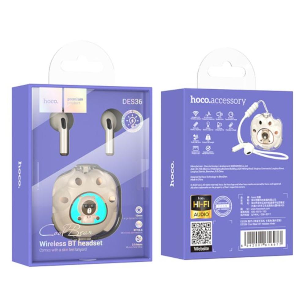Audífonos Inalambbricos Bluetooth HOCO DES36 Cool Bear Beige