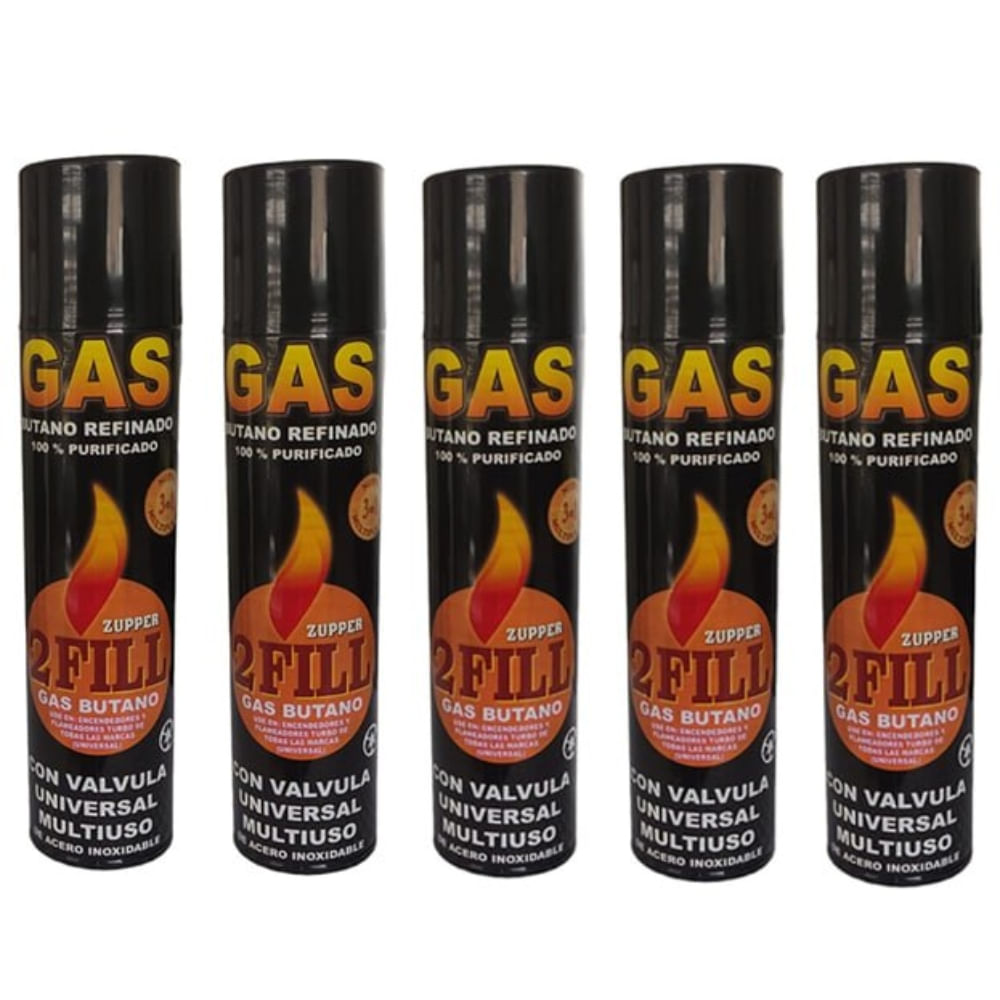 5 Gas Butano Ultra Refinado Recarga Todo Tipo Encendedores