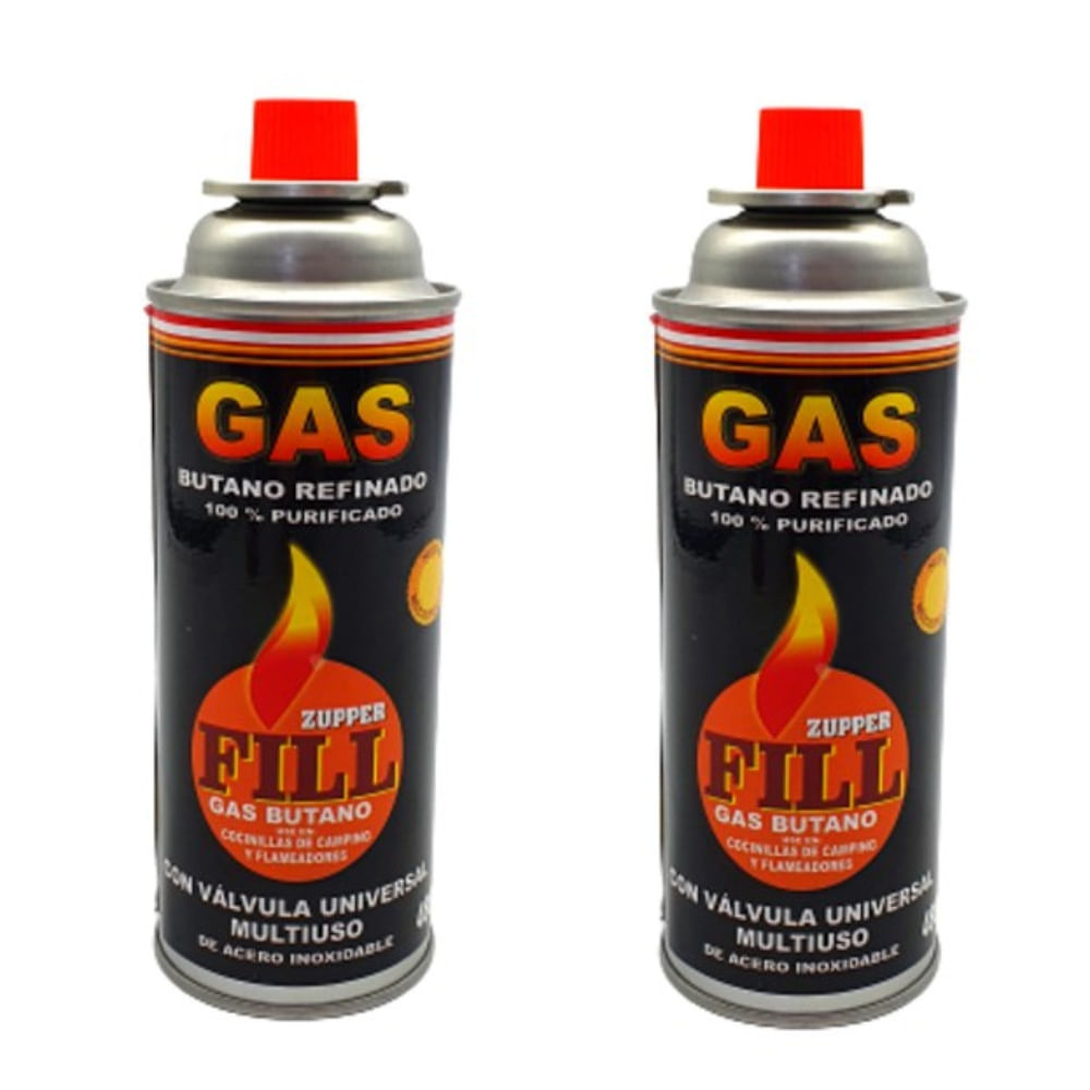 2 Gas Butano Ultra Refinado Valvula Universal Cocinillas Fill