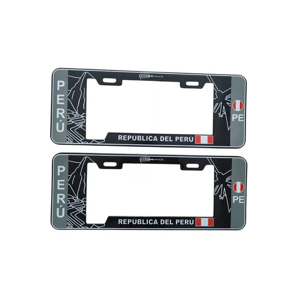 Porta Placa Modelo Europeo Machu Picchu Negro