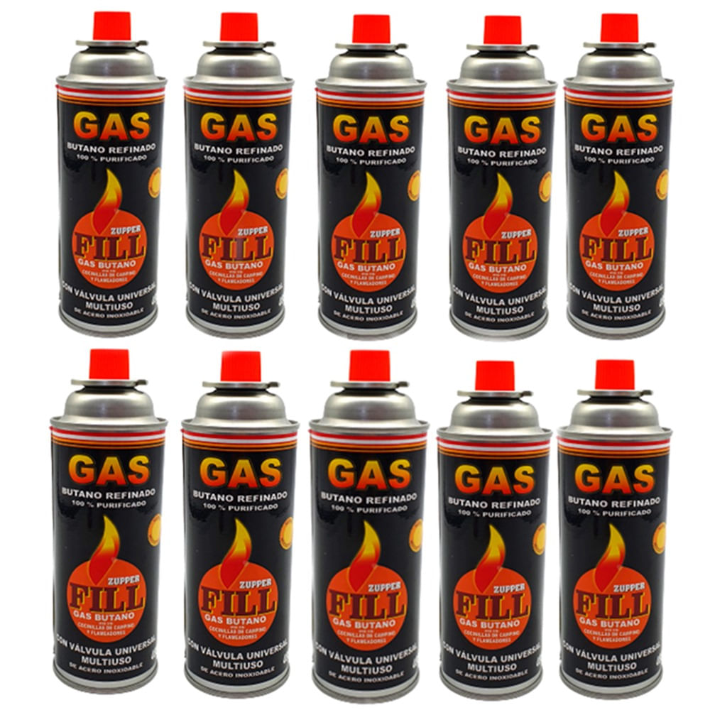 10 Gas Butano Ultra Refinado Valvula Universal Cocinillas Fill