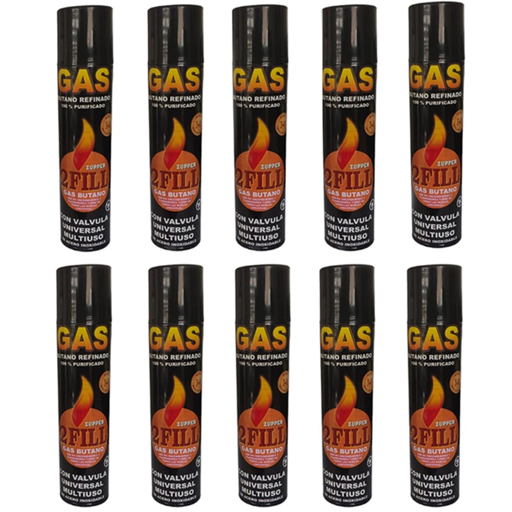 10 Gas Butano Ultra Refinado Recarga Todo Tipo Encendedores