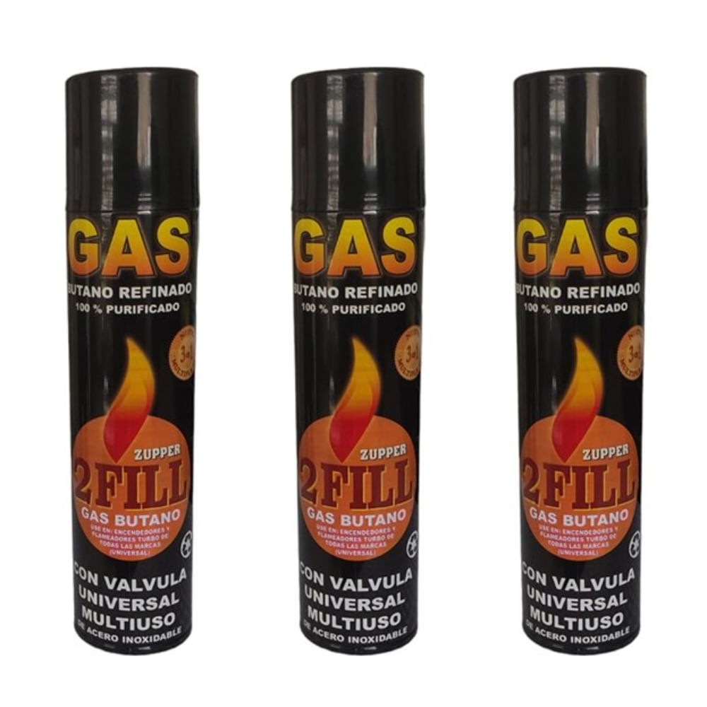 3 Gas Butano Ultra Refinado Recarga Todo Tipo Encendedores