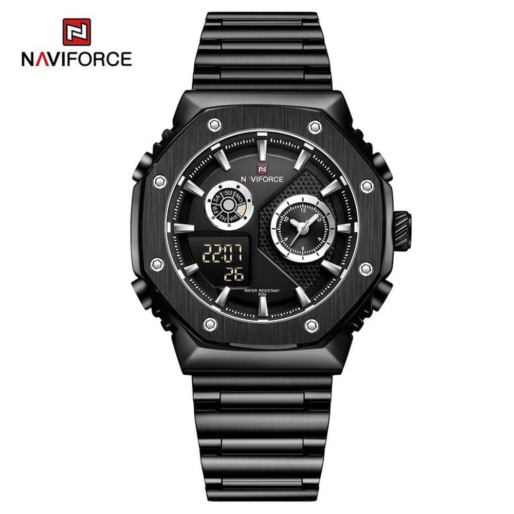 Reloj Naviforce NF9216G Digital Analogo Correa Acero Para Caballero