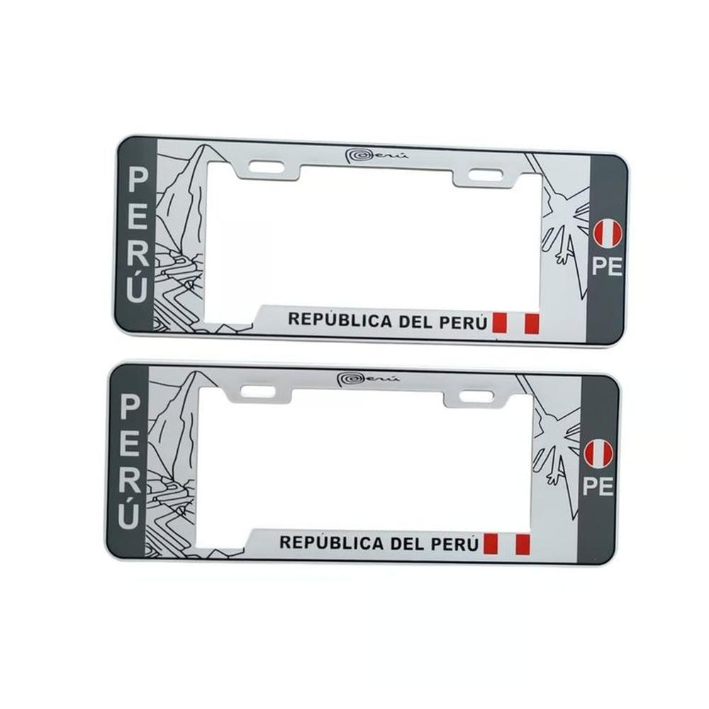 Porta Placa Modelo Europeo Machu Picchu Blanco