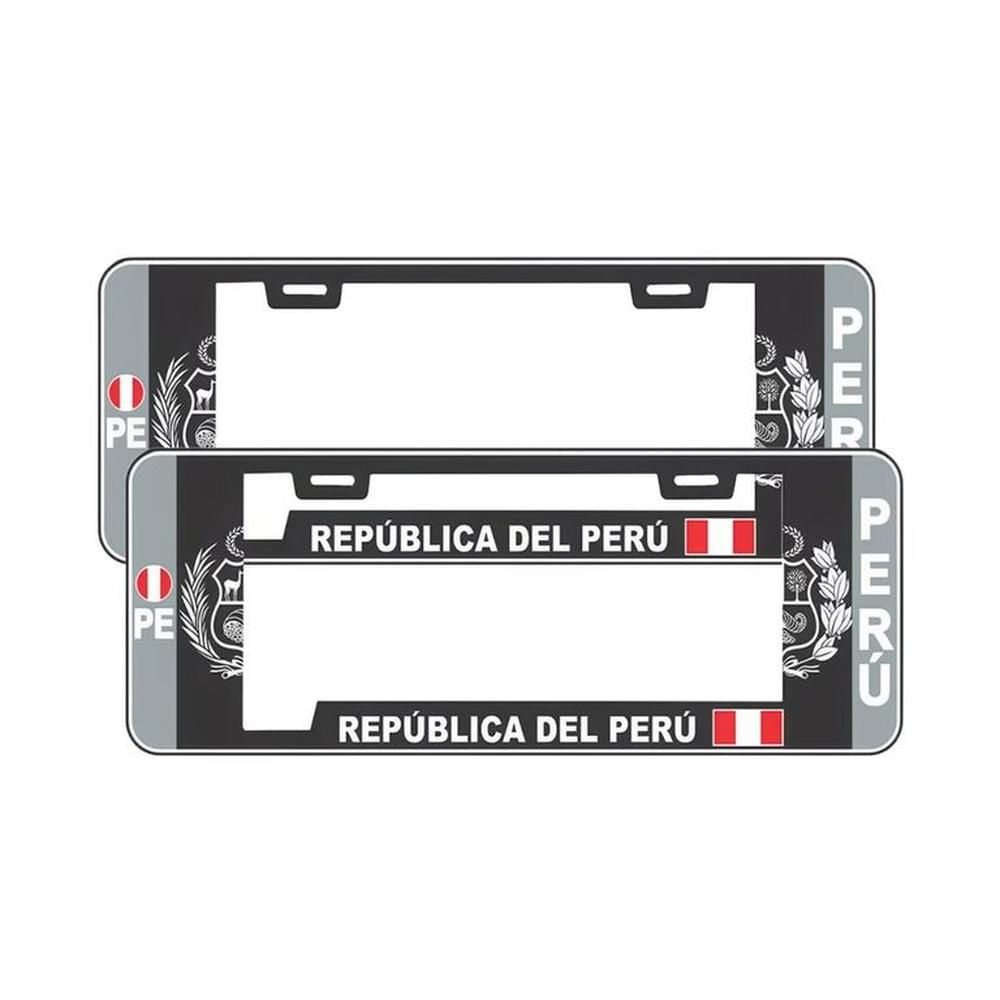 Porta Placa Modelo Europeo Escudo Perú Negro