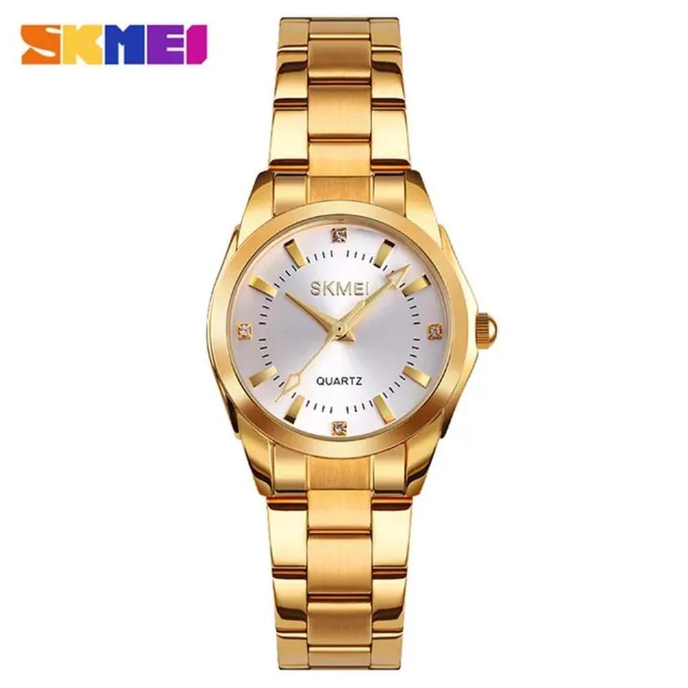 RELOJ SKMEI 1620 DORADO CORREA ACERO PARA MUJER.
