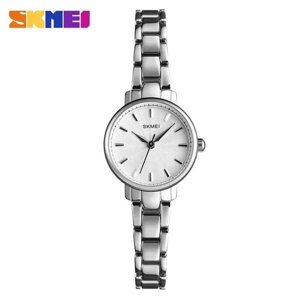 RELOJ SKMEI 1410 PLATEADO CORREA ACERO PARA MUJER
