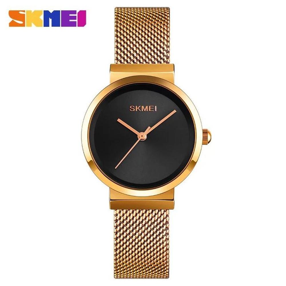 RELOJ SKMEI 1595 DORADO CORREA ACERO PARA MUJER.